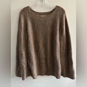 Gibson Latimer Tan Brown Crew Neck Cape Sweater Rose Gold Zippers